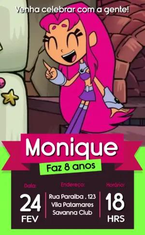 Convite de Aniversário Estelar Jovens Titãs para Editar