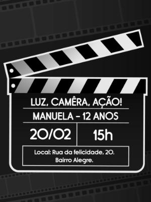 Convite de Aniversário Tema Cinema para Editar Online
