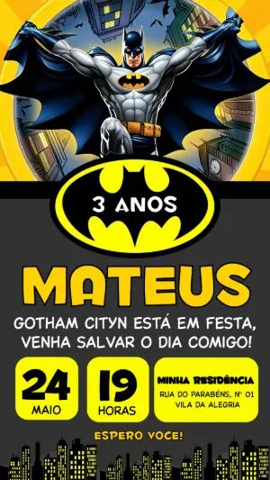 Convite de Aniversário Batman: Modelo Digital Editável