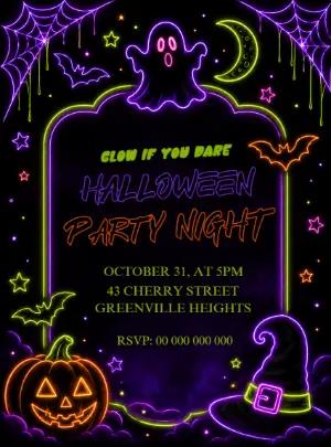Glow Halloween Party Invitation | Editable Template