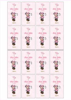 Adesivo para Tubete Minnie Rosa Editável para Festa Infantil