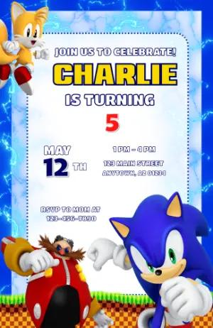 Sonic Birthday Party Invitation | Editable Digital Template