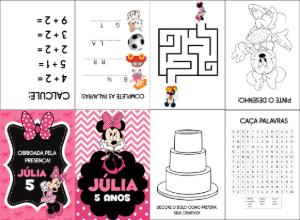 Livrinho de Atividades Minnie Mouse Editável para Lembrancinha