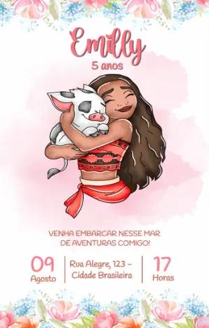 Convite de Aniversário Moana Baby para Editar Online