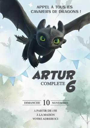 Invitation anniversaire Dragons à modifier en ligne