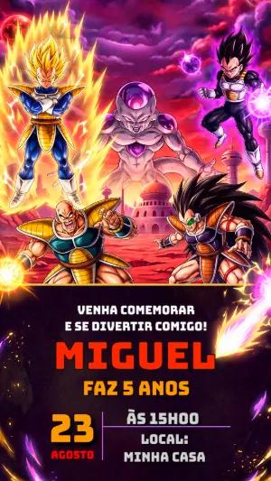 Convite de Aniversário Dragon Ball Z Vilões para Editar