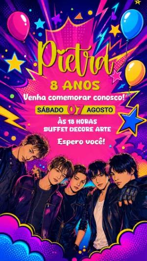 Convite de Aniversário Cortis K-pop para Editar Online