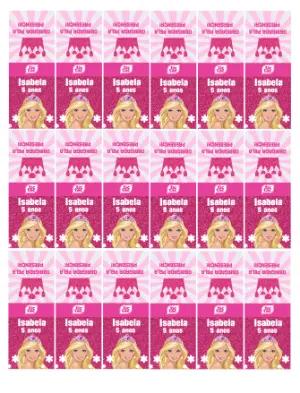 Rótulo para Tic Tac Barbie Princesa Rosa Editável para Festa