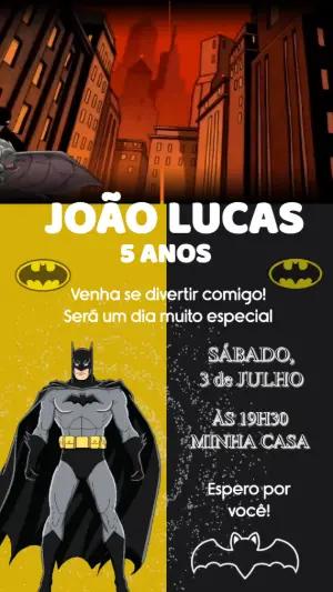 Convite Animado Aniversário Batman para Editar Online
