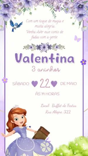 Convite de Aniversário Princesa Sofia Editável