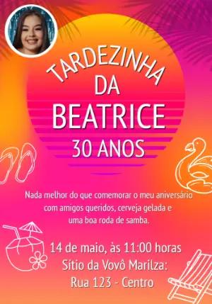 Convite Tardezinha com Foto para Aniversário Editável