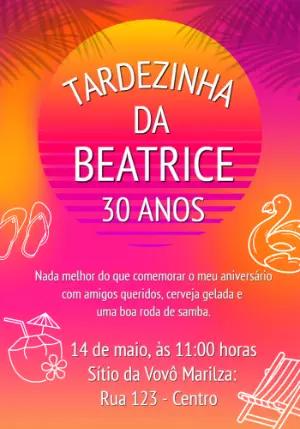 Convite de Aniversário Tardezinha Colorido para Editar