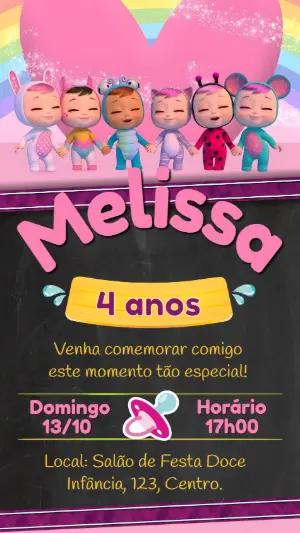 Convite de Aniversário Cry Babies para Editar Online