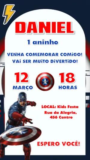 Convite Aniversário Capitão América para Editar Online