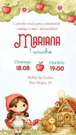 Convite de Aniversário Chapeuzinho Vermelho Editável
