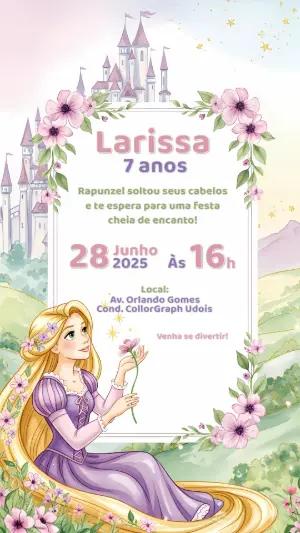 Convite de Aniversário Rapunzel para Editar Online