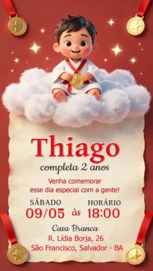 Convite de Aniversário Campeão Fofo para Editar Online