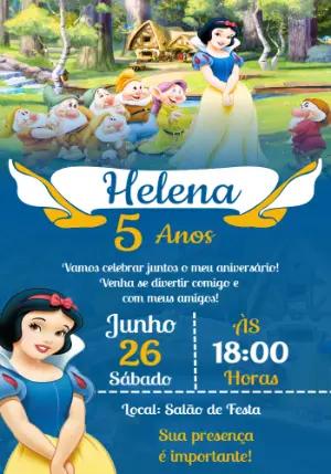 Convite Aniversário Branca de Neve para Editar Online
