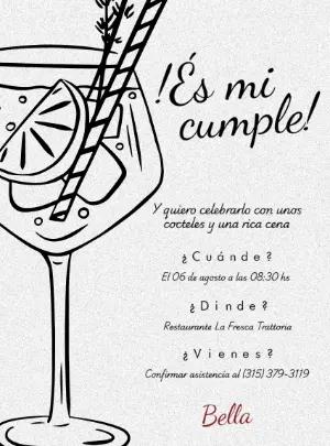 Invitación de Cumpleaños con Cóctel Elegante para Editar
