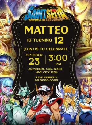Saint Seiya Birthday Invitation | Editable Digital Template