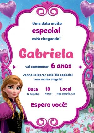Convite Editável de Aniversário da Princesa Anna