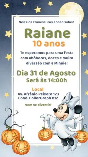 Convite Aniversário Minnie Halloween para Editar Online