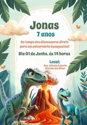 Convite de Aniversário Dinossauros para Editar Online