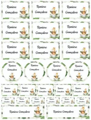 Kit de Etiquetas Escolares Safari Baby Modelo Editável