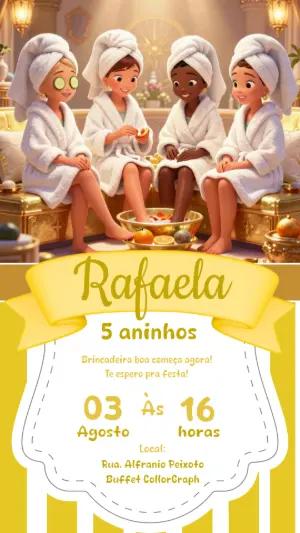 Convite de Aniversário Spa Infantil Amarelo para Editar