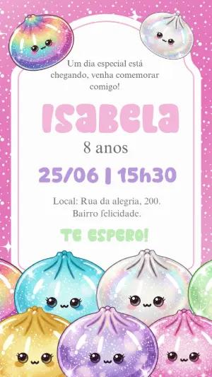 Convite de Aniversário Squish Dumpling para Editar