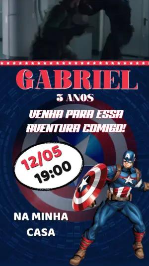 Convite Animado Aniversário Capitão América para Editar