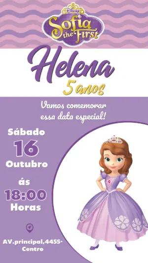Convite de Aniversário Princesinha Sofia Editável Online