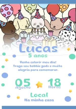 Convite Aniversário Bichinhos Fofos para Editar Online
