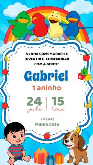 Convite de Aniversário Infantil Bento e Totó Colorido para Editar