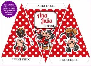Bandeirinha Festa Mickey e Minnie Mouse para Editar Online