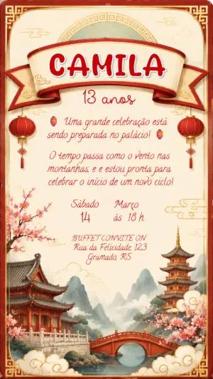 Convite de Aniversário Chinês para Editar Online