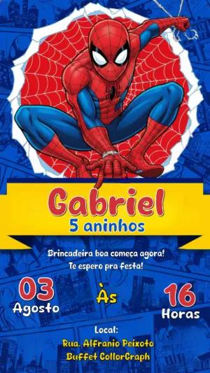 Convite de Aniversário Homem-Aranha estilo Quadrinhos para Editar