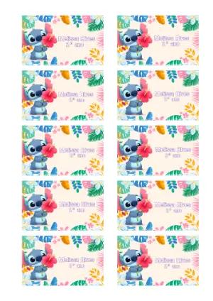 Etiqueta Escolar Stitch Tropical para Editar e Imprimir
