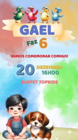 Convite Animado Aniversário Bento e Totó para Editar Online
