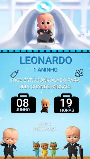 Convite Animado Aniversário O Poderoso Chefinho para Editar