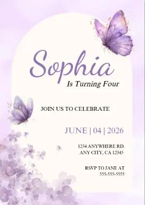 Editable Birthday Invitation with Lavender Butterflies