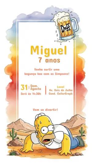 Convite de Aniversário Os Simpsons com Homer para Editar Online