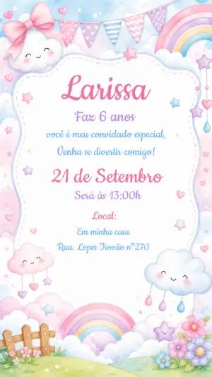 Convite de Aniversário Chuva de Amor Aquarela Editável