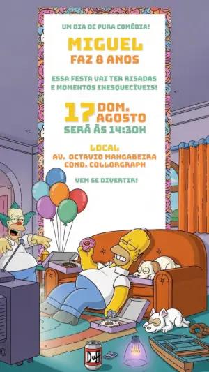 Convite de Aniversário Os Simpsons para Editar Online