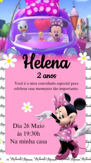 Convite Animado Aniversário Minnie Mouse para Editar Online
