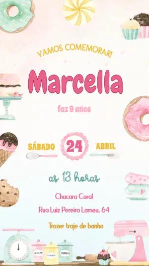 Convite Aniversário Confeitaria Doces para Editar Online