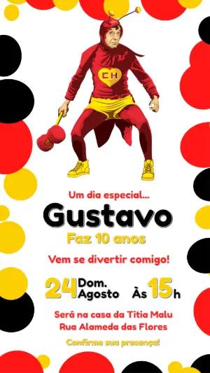 Convite Digital Chapolin Colorado para Aniversário Infantil Editável