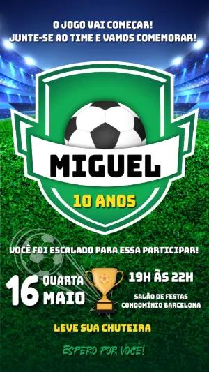 Convite de Aniversário Futebol com Escudo para Editar Online
