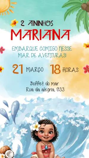 Convite de Aniversário Moana Baby para Editar Online