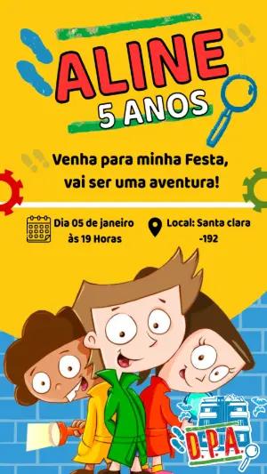 Convite de Aniversário D.P.A. Infantil para Editar